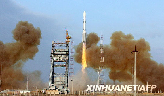 2009年12月14日，在哈薩克斯坦境內的拜科努爾航天發射場，一枚“質子”-M型運載火箭升空。