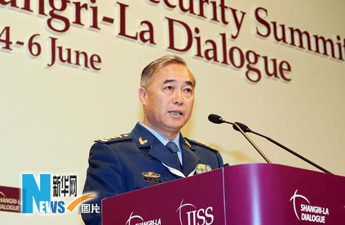 6月5日，中國人民解放軍副總參謀長馬曉天在新加坡舉行的第9屆亞洲安全大會上講話。